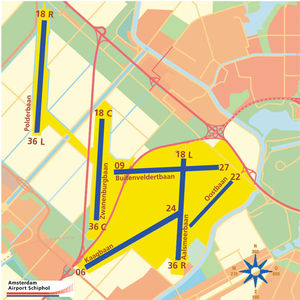 De startbanen luchthaven Schiphol.